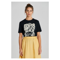 TRIČKO GANT REL PALM PRINT SS T-SHIRT černá