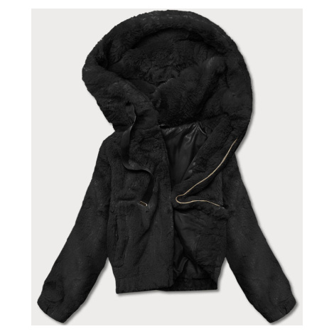 Krátká černá dámská kožešinová bunda (R8050-1) S'WEST