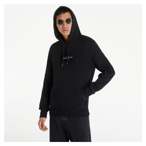 FRED PERRY Embroidered Hooded Sweatshirt černá
