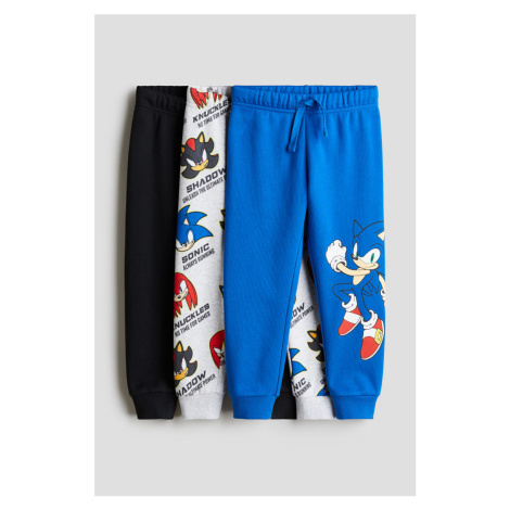 H & M - Kalhoty jogger's potiskem: balení po 3 - modrá H&M