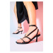 LuviShoes MIAS dámské černé sandály na podpatku