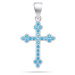 Brilio Silver Stříbrný přívěsek s modrými zirkony Křížek PT84WAQ