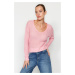 Trendyol Pink V-Neck Knitwear Sweater