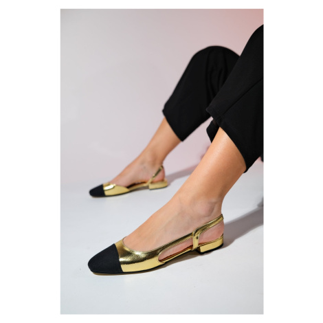 LuviShoes LUJO Women's Gold Open Back Flat Flat Flat Shoes