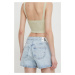 Džínové šortky Calvin Klein Jeans dámské, hladké, high waist, J20J222802