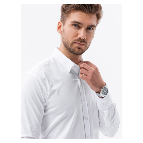 Pánská slim-fit košile s dlouhým rukávem - bílá K504