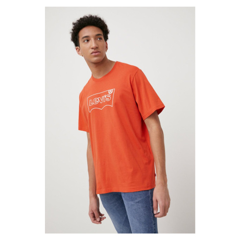 Bavlněné tričko Levi's oranžová barva, s potiskem Levi´s