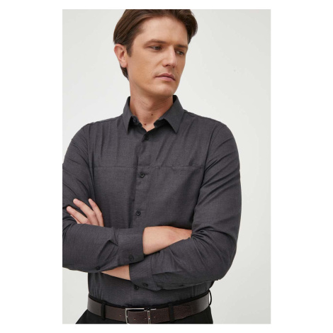 Košile Calvin Klein šedá barva, regular, s klasickým límcem