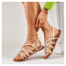 Béžové dámské sandály s kovovými ozdobami