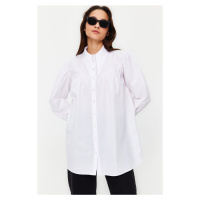 Trendyol Ecru Collar Detailed Comfy Cut Cotton Woven Shirt