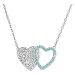 Evolution Group Stříbrný náhrdelník dvojité srdce se Swarovski krystaly 32079.3 aqua