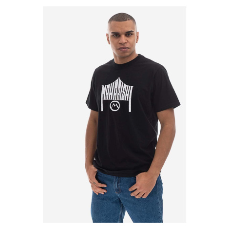 Bavlněné tričko Maharishi 1995 T-shirt Organic Cotton Jarse 9928 BLACK černá barva, s potiskem