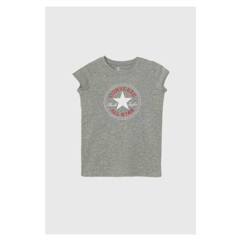Dětské bavlněné tričko Converse šedá barva