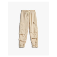 Koton Cargo Sweatpants with Layer Details Side Pockets with Tie Waist.