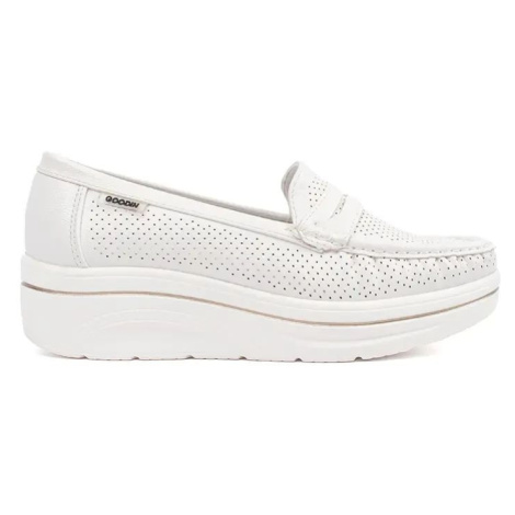 Goodin Designové dámské mokasíny bílé na platformě