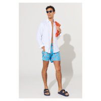 AC&Co / Altınyıldız Classics Men's Turquoise Standard Fit Regular Fit Pocket Quick Dry Patterned