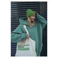 Madmext Blue Hooded Sharding Oversized Sweatshirt