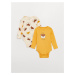 LC Waikiki Crew Neck Long Sleeve Printed Baby Boy Bodysuit 2-Piece