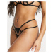 Bluebella Simone strappy thong with lace detail in black
