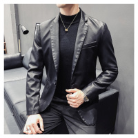 Elegantní kožené sako Trendy s náprsní kapsou