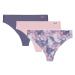 Pure Stretch Printed No Show Thong 3 Pack | Halo Gray/Pink Elixir/Downpour Gray