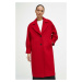 Vlněný kabát Medicine dámský, červená barva, přechodný