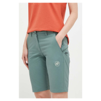 Outdoorové šortky Mammut Runbold zelená barva, medium waist