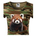 Dámské tričko s červenou pandou - krásný barevný motiv s plnými barvami