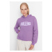 Trendyol Purple Basic Hooded Knitted Sweatshirt with Fleece Inside