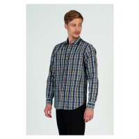 Košile la martina man shirt l/s checked poplin hnědá