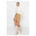 Trendyol Mink Belt Detailed Stamp Fabric Mini Woven Skirt