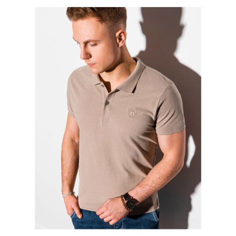 Světle hnědé pánské basic polo tričko Ombre Clothing S1374 basic