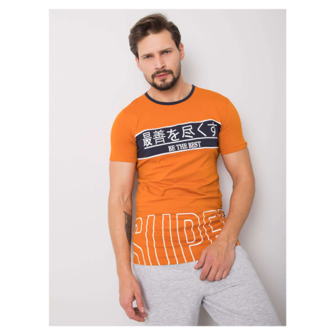 Oranžové pánské bavlněné tričko Fashionhunters