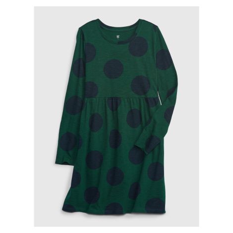 Tmavě zelené holčičí puntíkované šaty GAP