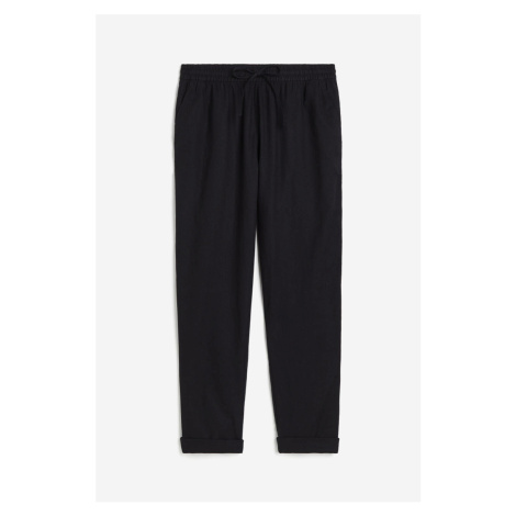 H & M - Kalhoty jogger z lněné směsi - černá H&M