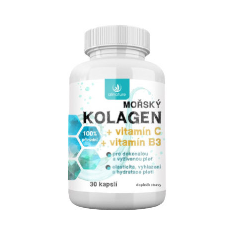 Allnature Mořský kolagen + vitamín C + vitamín B3 30 kapslí