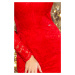Červené dámské krajkové šaty s výstřihem a dlouhými rukávy model 7156520