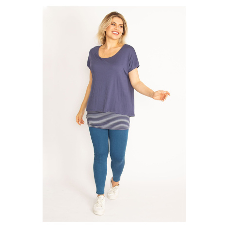 Şans Women's Plus Size Indigo Underwear Low-Sleeve Tunic