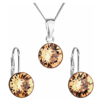 Evolution Group Sada šperků s krystaly Swarovski náušnice, řetízek a přívěsek zlaté kulaté 39140