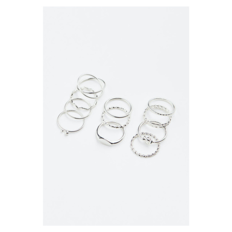 H & M - Balení: 11 prstenů - stříbrná H&M