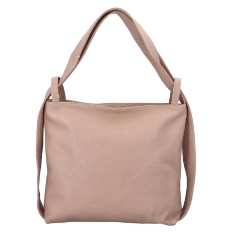 Stylový kožený kabelko-batoh Vanessa, růžová Delami Vera Pelle