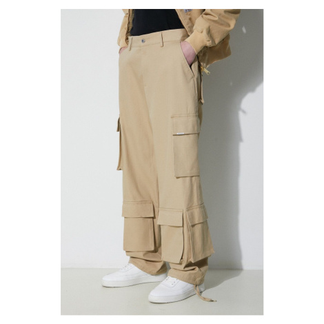 Bavlněné kalhoty Represent Baggy Cargo Pant béžová barva, ve střihu cargo, MLM521.494