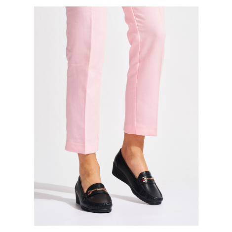 Komfortní dámské mokasíny černé na klínku