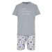 Trendyol Gray Regular Fit Printed Knitted Shorts Pajamas Set