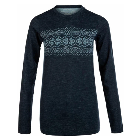 Dámské tričko Endurance Yalia Seamless Wool Print LS Baselayer tmavě modré, L/XL