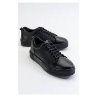 LuviShoes Renno Black-Black Leather Men's Shoes
