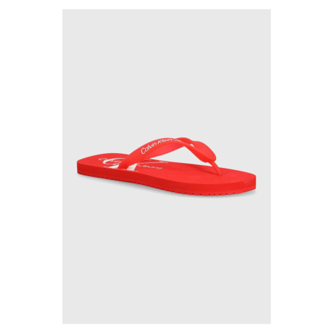 Žabky Calvin Klein Jeans BEACH SANDAL MONOGRAM TPU pánské, červená barva