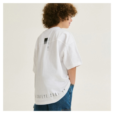 Reserved - Oversized tričko s plastickým potiskem - Bílá