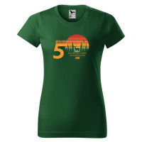 DOBRÝ TRIKO Dámské tričko s potiskem 50 let myslivost Barva: Lahvově zelená