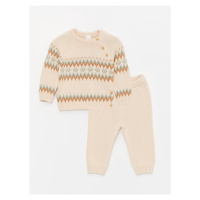 LC Waikiki Crew Neck Long Sleeve Patterned Baby Boy Knitwear Sweater and Trousers 2-Pack
